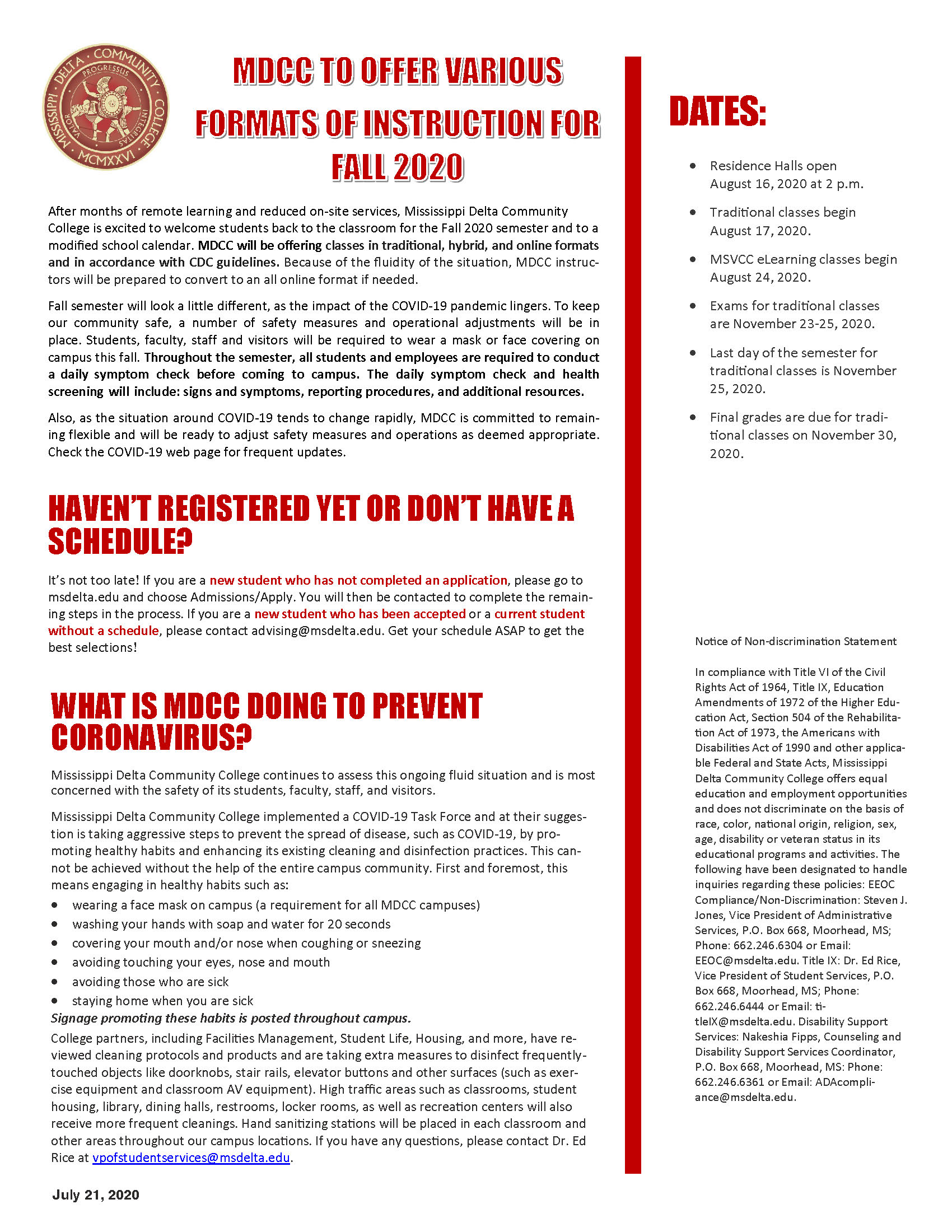 COVID July 21 Statement
